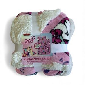 JoJo Siwa Pink Sherpa Backed Blanket - Brand New